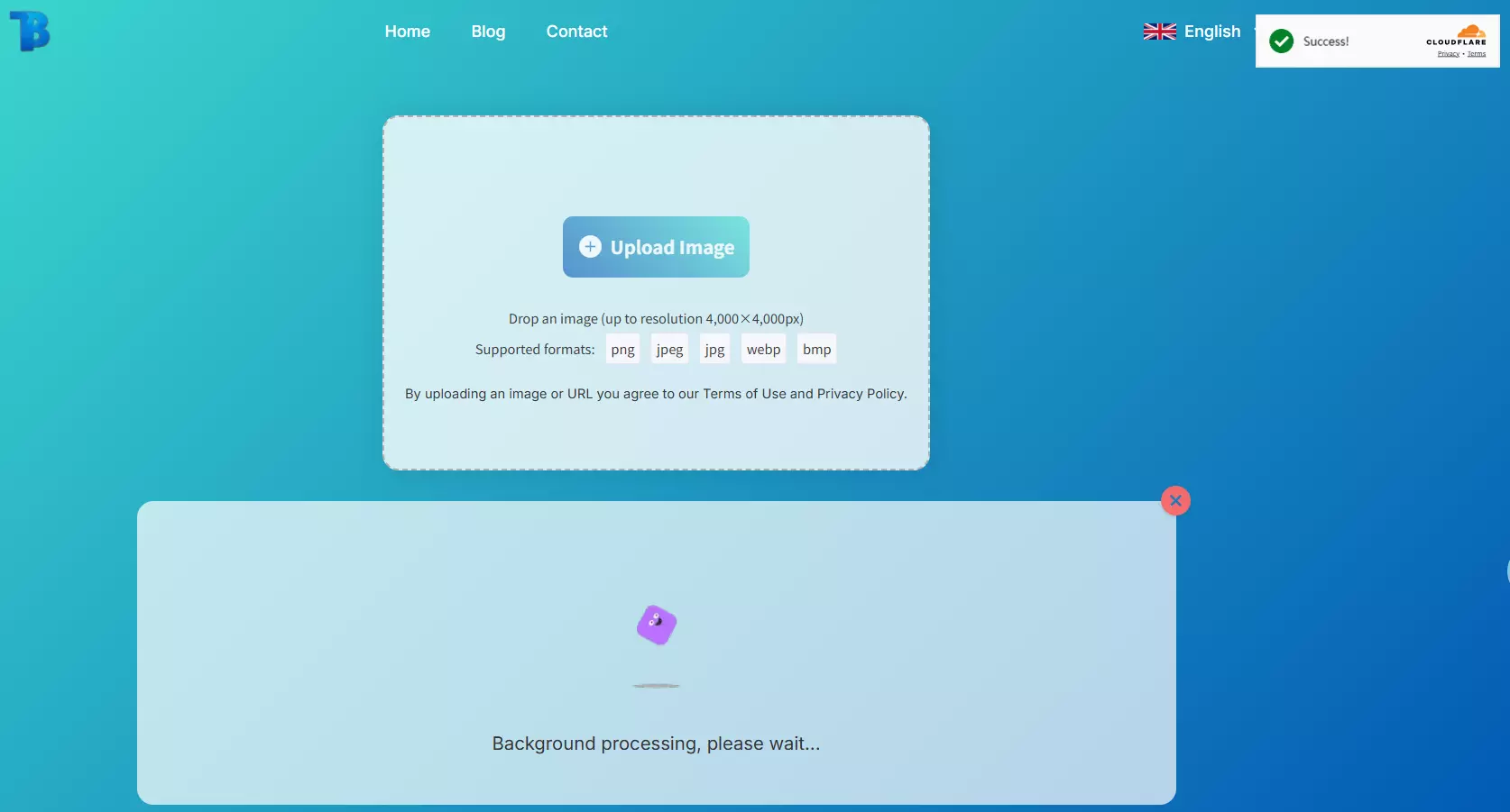 Blue Background Under Processing
